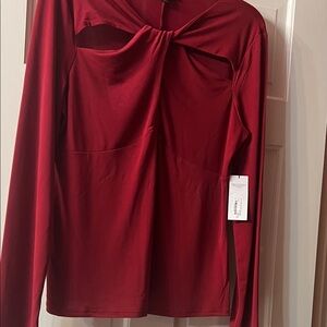 BOLD elements Deep Red Twist Front Blouse
